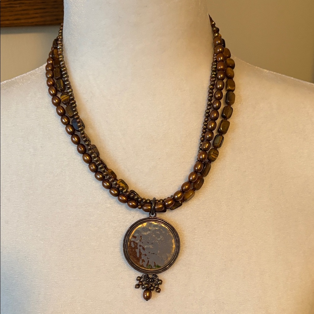 Silpada Brown Beaded Necklace with Pendant EUC ❤️